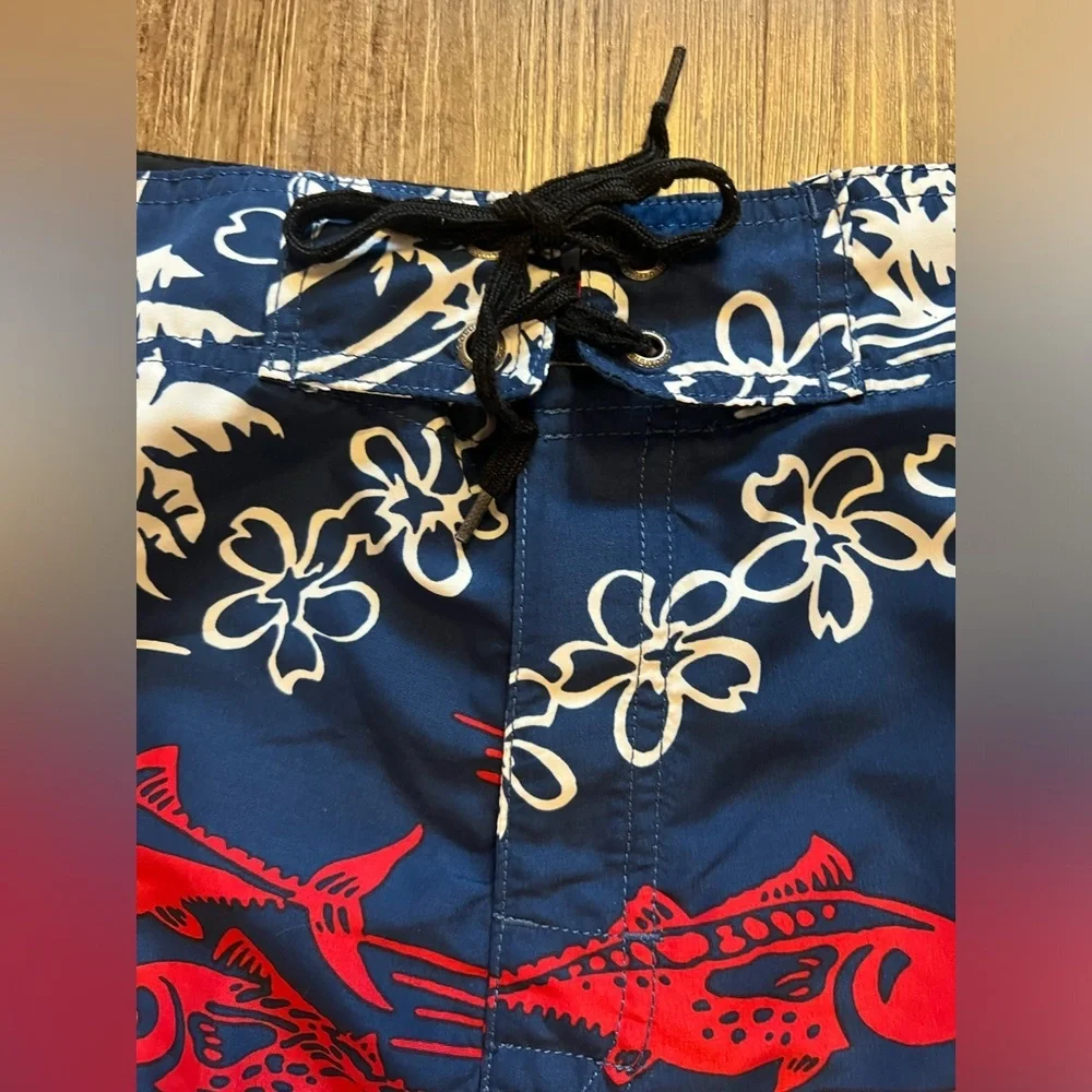 Columbia PFG Omni-Shade Swim Trunks Tuna Fish‎ Palm Tree Mens 36 Inseam 11” H2